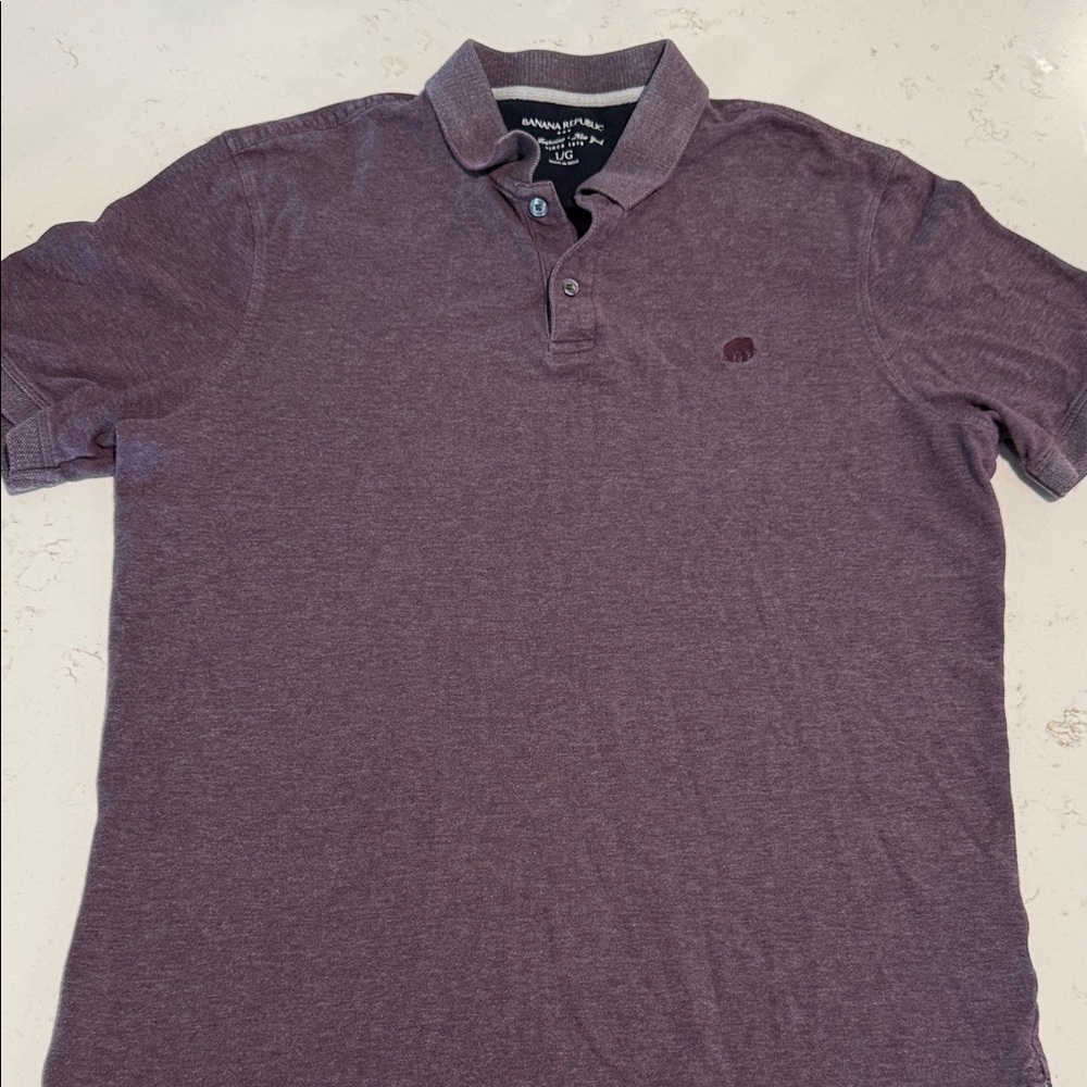 Banana Republic Men's Heathered Purple Polo 90s inspired